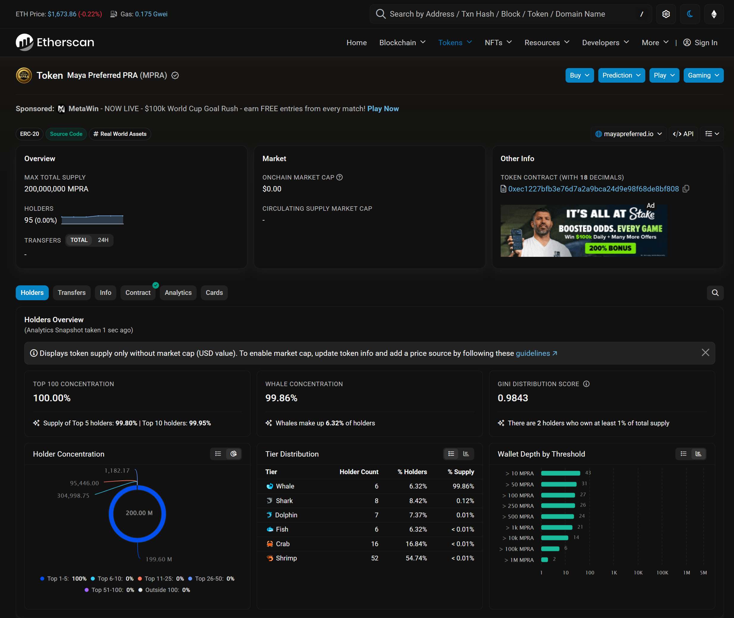 Maya Preferred PRA (MPRA) Etherscan token page