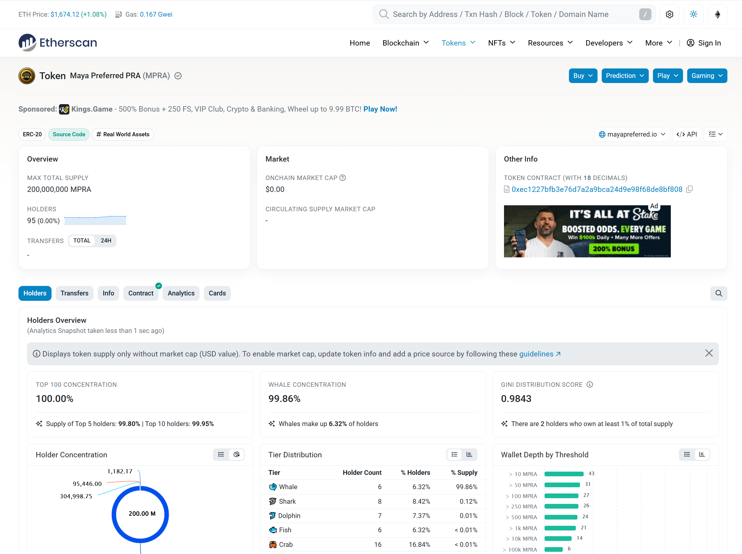 Maya Preferred PRA (MPRA) Etherscan token page